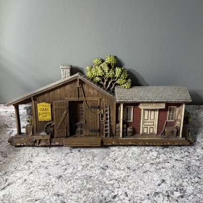 1970's Burwood Blacksmith Grain Shop Western Town Wall Plaque 23.5  Wide Plastic