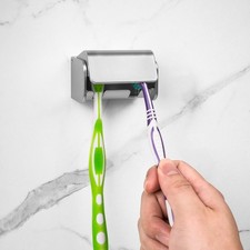 Toothbrush Holder Wall Mounted with Cover for Bathroom, 2 Slots Toothbrush St...