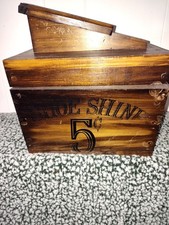 vintage wooden shoe shine box With Brushes Empty Polish Cases