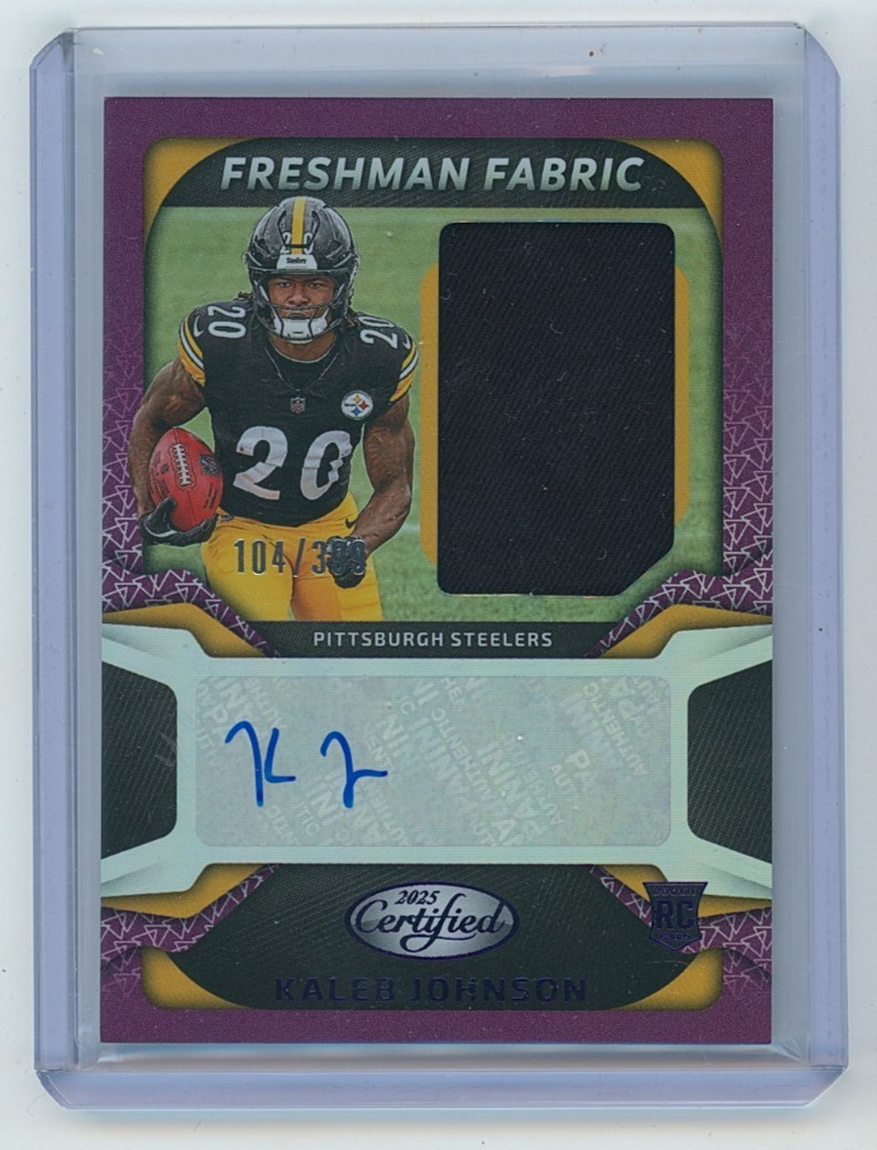 2025 Panini Certified Kaleb Johnson Purple Rookie Jersey Auto 104/399