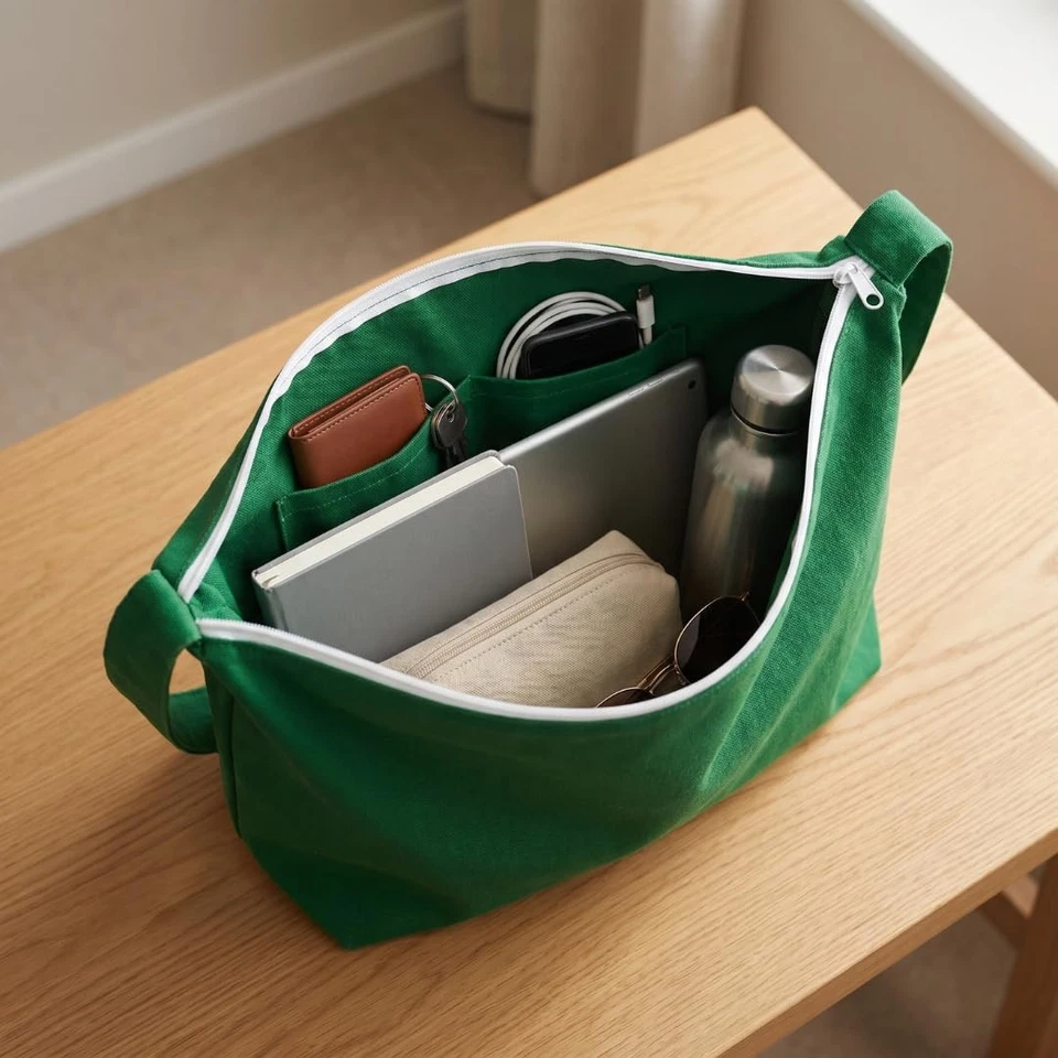Sac à main Hobo en toile pour femme Grande capacité Fermeture éclair Grand... - Photo 3/4