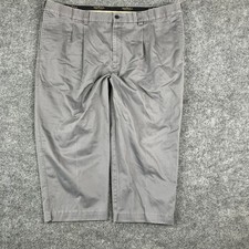 Oak Hill Pants Mens Size 48x28 Gray Cotton Pleated Front Casual Dress Trousers