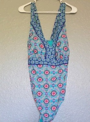 Catalina Women's One Piece Swimsuit Boho Paisley Floral Print Sz 3X NWOT