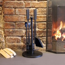 Fire Companion Set Fireside Cast Iron Fireplace Poker Brush Tongs Tools Coal