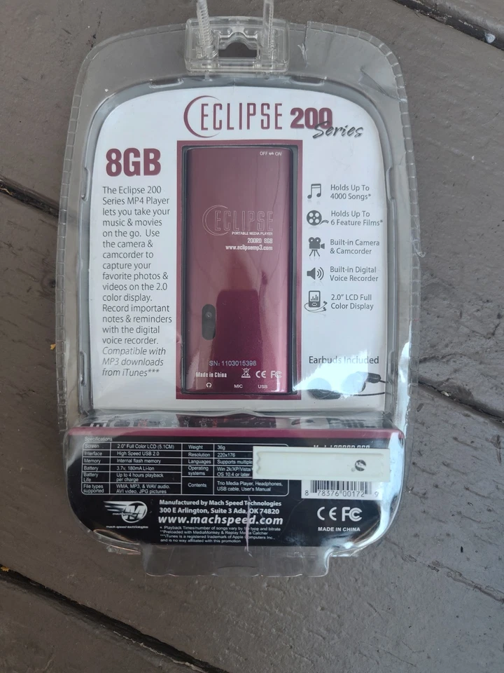 Eclipse 8 GB SM MP3 VOICE/VIDEO RECORDER Player -Mach Speed- Burgundy (200RD8GB) - Image 2 of 4