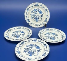 Vtg Blue Danube Blue Onion Bread Dessert Plate 6 3/4" Set of 4 
