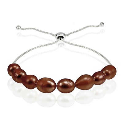 Verstellbares Armband Sterlingsilber braune Süßwasserzuchtperlen
