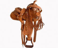 Western Barrel Racing Horse Saddle Premium Leather with tack set 10'' to 18' in