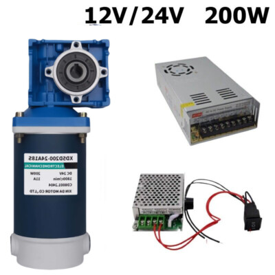 12V/24V 200W High Torque DC Worm Gear Reducer Gearbox Electric RV30 Gear Motor.