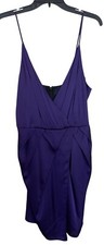 Bebe Dress Womens Size Small S Purple Satin V Neck Ladies
