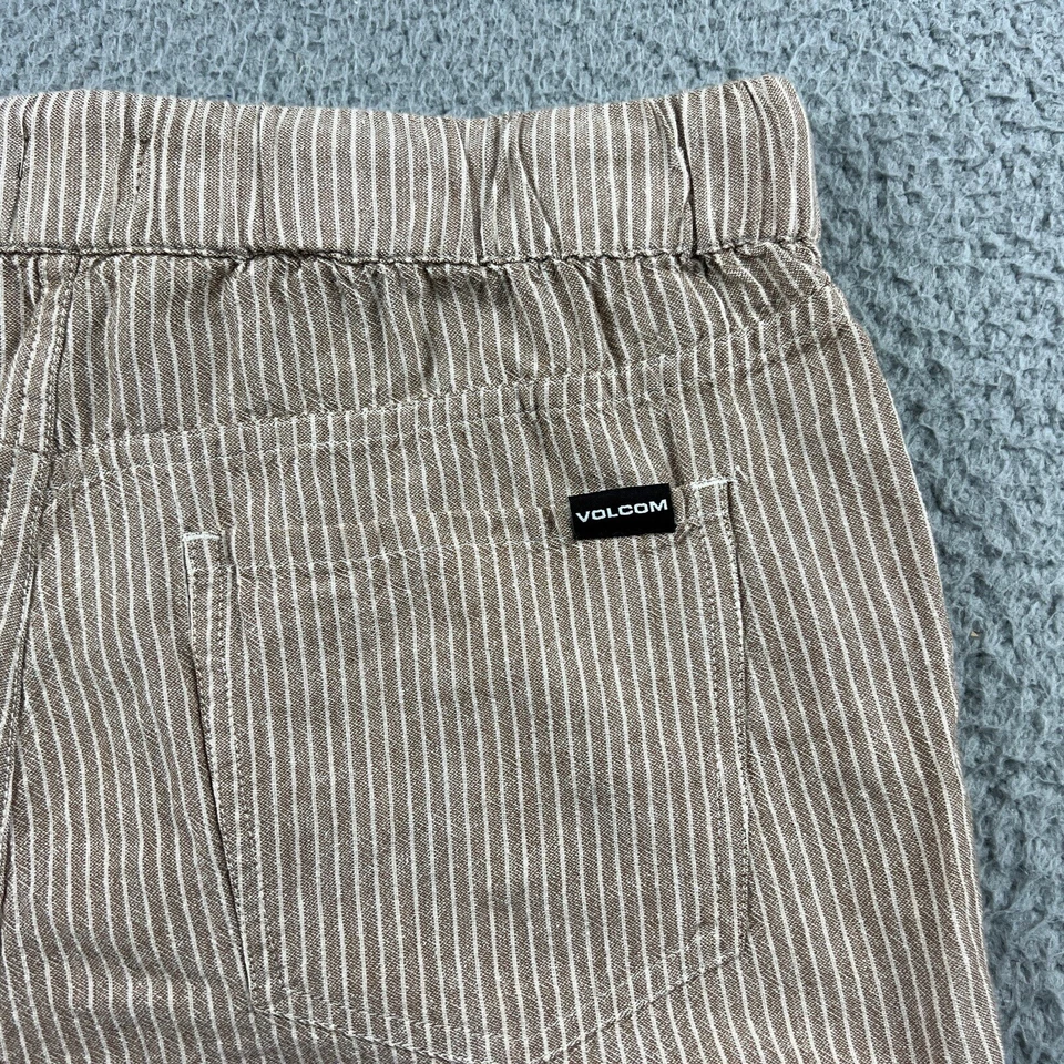 Volcom Shorts Womens Small Beige White Striped Casual Mid Rise Walking Beach - Image 3 of 4