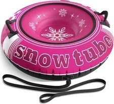 Inflatable Snow Tube Sled - Heavy Duty Snow Tubes for Sledding with Premium Canv