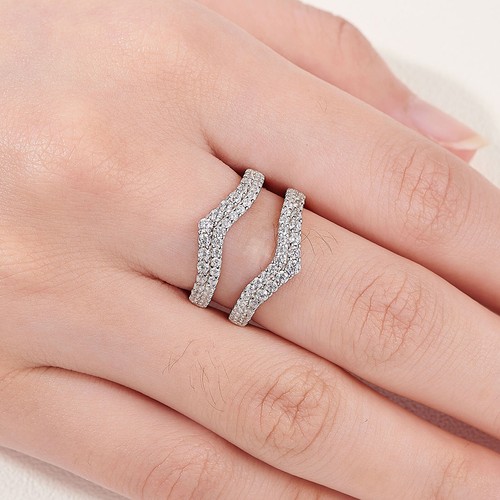 Newshe Wedding Ring Enhancer Wrap Guard Stacked Wedding Bands for Promise Ring - Picture 2 of 10