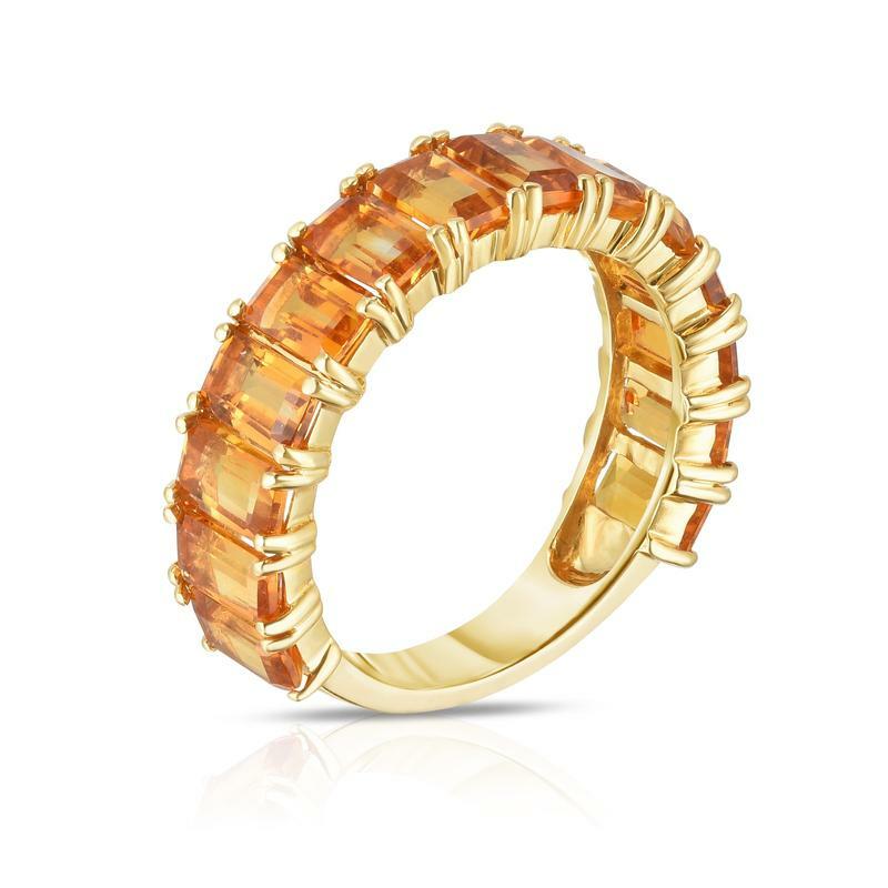 3ct Yellow Citrine Gold Plated Silver Half Eternity Wedding Band-image