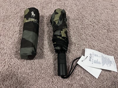 Polo Ralph Lauren camo camouflage big pony Army green brown military umbrella NY