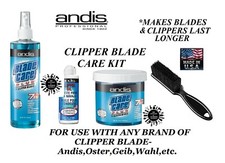 Andis CLIPPER BLADE COOL CARE PLUS SPRAY WASH OIL BRUSH SET Cleaner,Coolant,Lube