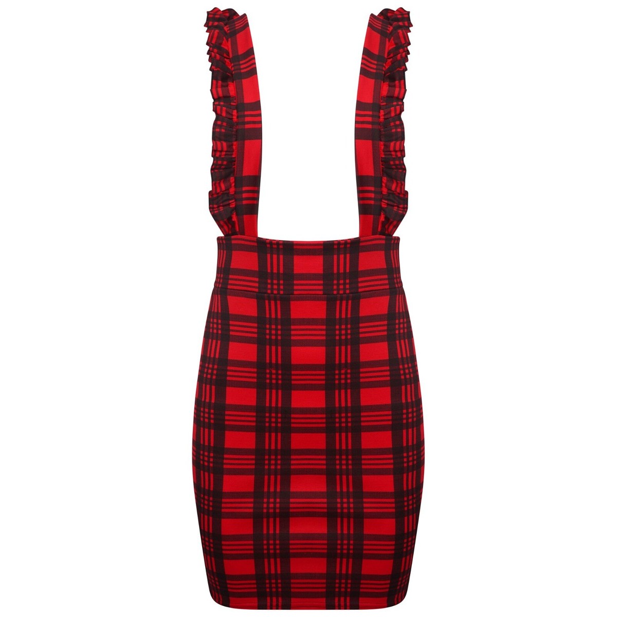 strapless open back dress Red Check Christmas Girl Pinafore Dress Hoilday Check Cotton Red Dress –  Bandel Boutique main image 1