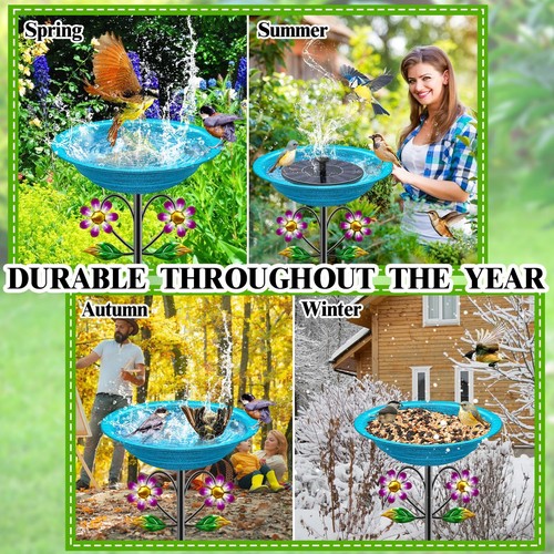 Metal Bird Bath for Outside Garden Birdbath Bowl Freestanding Bird Feeders fo... - Picture 6 of 7