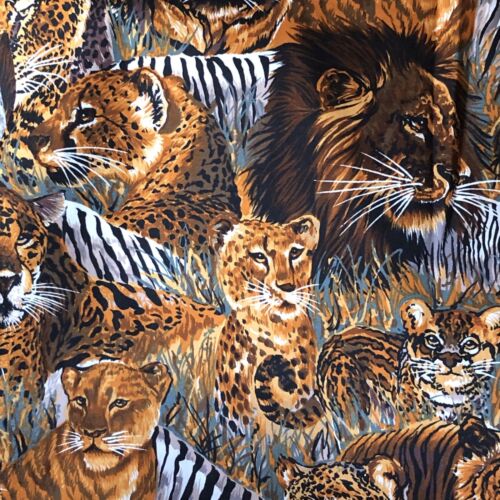 Jungle Tiger Lion Novelty Print Fabric 3 1/2 Yards Alexander Henry Collection - Picture 1 of 5