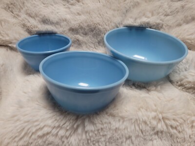 Pyrex Delphite Bluebelle 3 Pc. Nesting Mixing Bowl Set (#401, 402
