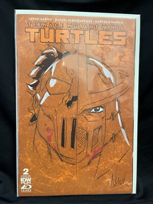 TMNT #2 Orange Blank Jones/Shredder Split Sketch SIGNED be Eddie Nunez W/COA 