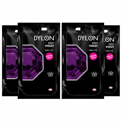 Bolsa de tinte de tela manual Dylon, violeta profundo, 4 paquetes de 50 g