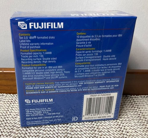 Fujifilm 2HD High Density 3.5" Floppy Colored Disk 10 Pack Retail Sealed 1.44 MB - Afbeelding 3 van 6