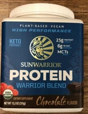 Sunwarrior Organic Plant Protein Powder Chocolate Flavor 13.2 oz