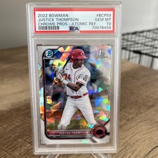 2022 Bowman Chrome Justice Thompson PSA 10 GEM MINT Atomic Refractor
