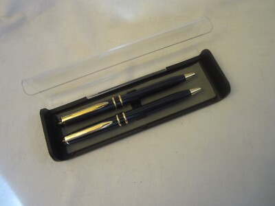 Writing Instruments Blue Metal Two Pen Set in Box