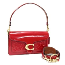 Coach Tabby 26 CM554 Patent Leather 2WAY One Shoulder Handbag Red Gold Women