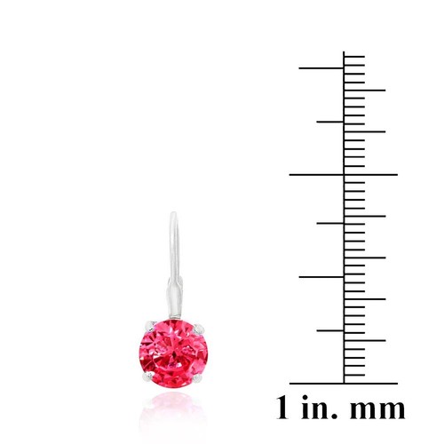 925 Silver 2ct Lab Created Ruby Leverback Earrings - Picture 3 of 3
