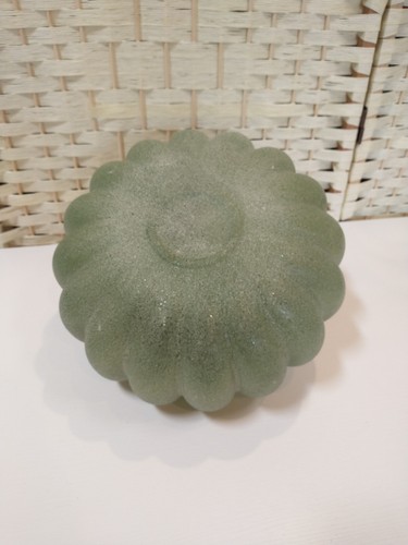 Large Green Glass Pumpkin Hand Blown 1438 Sh - Picture 11 of 12