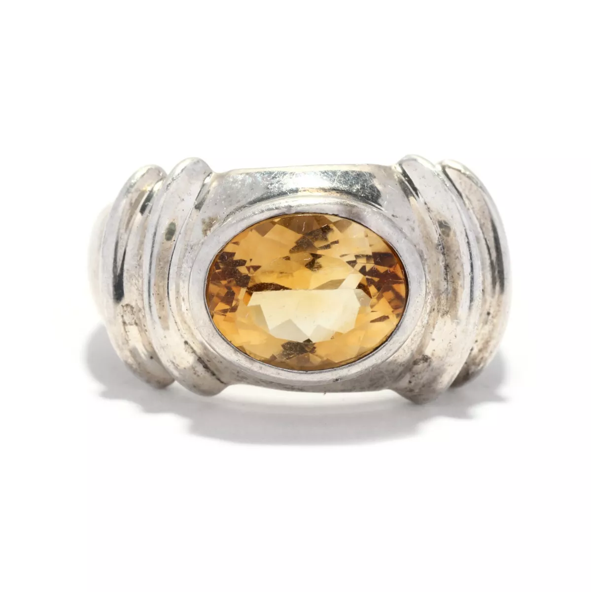 Vintage Sterling Silver Citrine Ring Ring Size 7 November