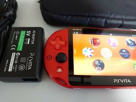 PlayStation PS Vita PCH-2000 ZA26 Metallic Red Sony Console ,pouch ,Charger