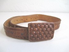 Vintage Nocona leather belt Southwestern Basket weavebuckle sz 34