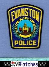 EVANSTON WYOMING Police Shoulder Patch STATE SEAL IN WREATH 7A