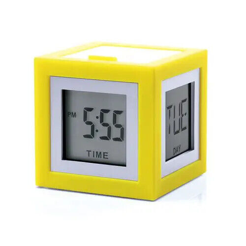 LEXON CUBISSIMO ALARM CLOCK LR79 YELLOW THEO WILLIAMS, DAY DATE TIME TEMPERATURE - Picture 10 of 10