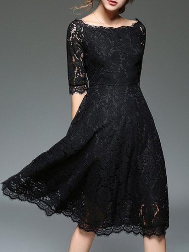 Elegante vestito abito lungo nero pizzo slim maniche lunghe slim 3156 | eBay