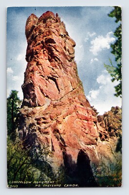 Postcard Colorado Cheyenne Canon CO Longfellow Monument 1910s Unposted Divided