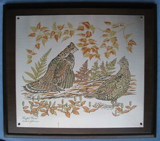 Reed & Barton Damascene Gallery Hunting Scene Etching Art Robert Johnson Grouse