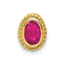 14K Yellow Gold Oval Ruby Chain Slide Pendant