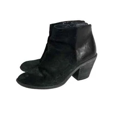 Sofft Tilton Women's Black Oiled Suede & Leather Mixed Media Ankle Boot 7