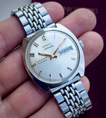 longines admiral 5 stelle Automatic Steel Case Day Date Automatic Winding Vintag - Foto 2 di 9