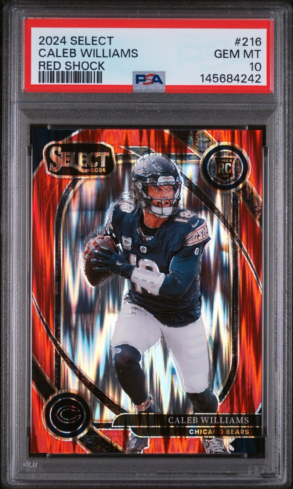 2024 Panini Select Caleb Williams #216 Red Shock Prizm /249 ROOKIE RC PSA 10 GEM
