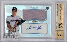 Christian Yelich 2013 Finest Ref. Rookie Jersey Autograph Card #AJR-CY BGS 9.5