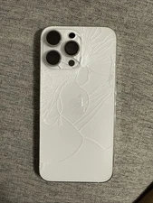 iPhone 14 Pro MAX White Back Housing Replacement W Small Part OEM Grade B CRACK