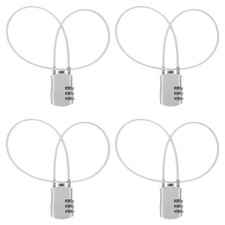 4 Pcs 3 Digit Luggage Cable Combination Lock with 20" Long Cable, Silver