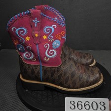 Ariat Boots Girls Size 2.5 Multicolor Leather Western Skull Cowgirl 4LR 10006885