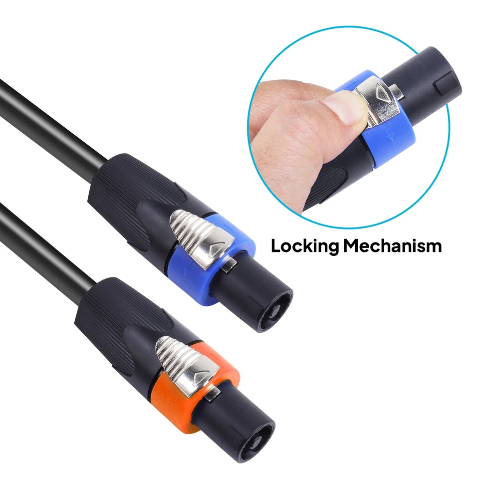 3 Feet Speakon Cable 4 Conductor SpeakOn to SpeakOn Male Wire Blue Orange Cables - Image 2 of 4